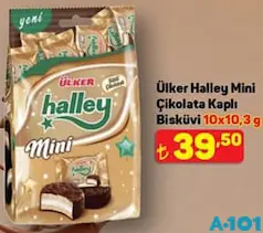 ÜLKER HALLEY MİNİ ÇİKOLATA KAPLI BİSKÜVİ 103 G fiyat ve kampanya bilgisi
